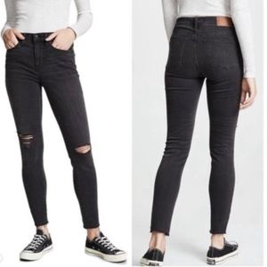 Madewell 9" Distressed Skinny Jeans in Black Sea size 25